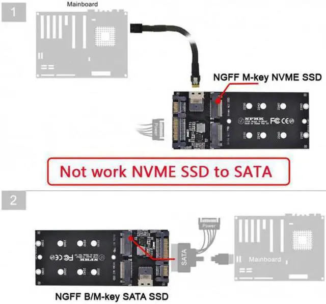 Alt view image 2 of 7 - Aomoproing SFF-8654 to U2 Kit NGFF M-Key to Slimline SAS NVME PCIe SSD SATA Adapter for Mainboard