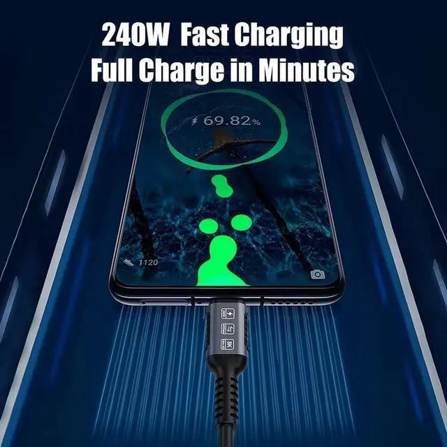Alt view image 2 of 6 - Gen3 40Gbps USB 4.0 Type C to C 240W Fast Charging Cable 3FT, 240W Type C To USB C Fast Charging Cables 48V 5A USB4 PD3.1 QC5.0 Full Function Thunderbolt 3/4 40Gbps 8K 60Hz Video Data Cable