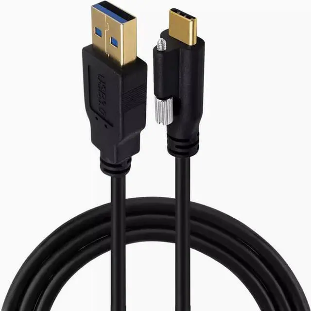 Main image of Elbow with screw Type-C to USB 3.0 public industrial camera SLR gold-plated port lock panel 3.1 data cable Bend up and down 1m