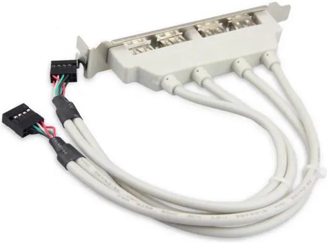 Alt view image 2 of 7 - Aomoproing PCI-E 4 Ports USB 2.0 Female Screw to Motherboard 9pin Header Cable with Bracket