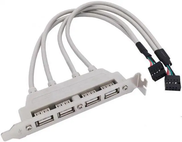 Alt view image 7 of 7 - Aomoproing PCI-E 4 Ports USB 2.0 Female Screw to Motherboard 9pin Header Cable with Bracket