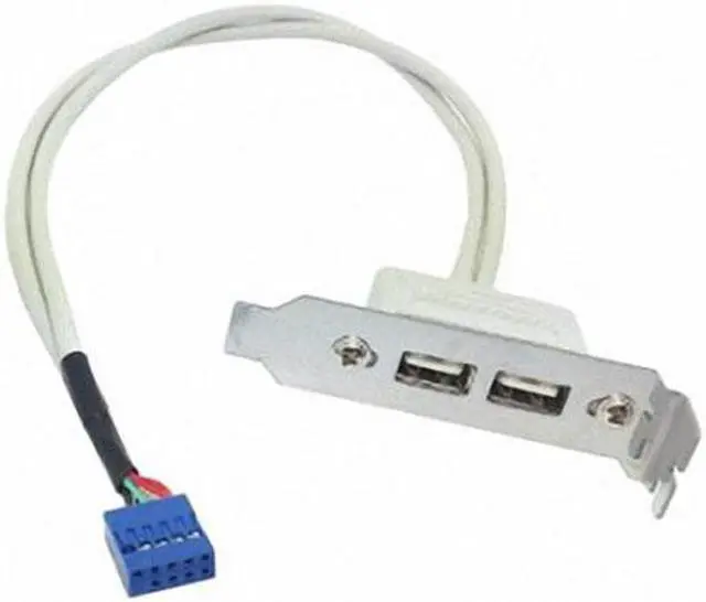 Alt view image 7 of 7 - Aomoproing  Low Profile 8cm Height USB 2.0 Female Back panel to Motherboard 9pin cable with PCI bracket 30cm
