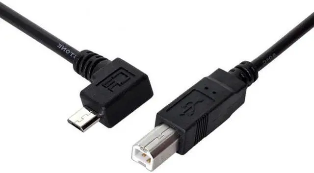 Alt view image 6 of 7 - Aomoproing Left Angled 90 Degree Micro USB OTG to Standard B Type Printer Scanner Hard Disk Cable 60cm