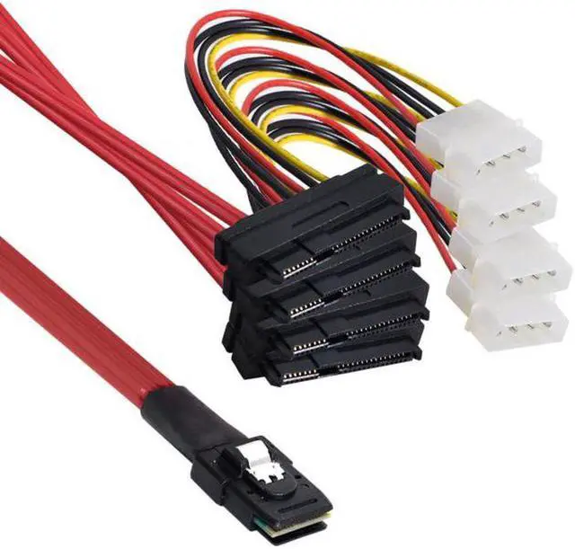 Alt view image 2 of 7 - Aomoproing LSI / 3Ware Molex mini SAS SFF-8087 to SFF-8482 and power x4 SAS cable