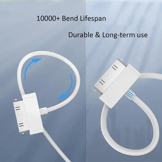 Alt view image 2 of 7 - 2pcs 30 Pin USB Sync Charging Cable Cord Replacement for Old Apple iPhone 4/4S 3G/3GS iPad 1/2/3 iPod Nano/iPod Touch