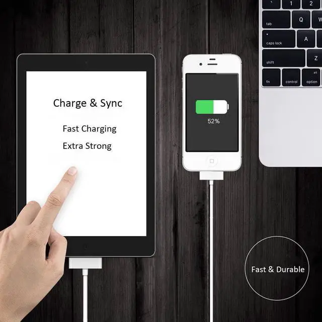 Alt view image 4 of 7 - 2pcs 30 Pin USB Sync Charging Cable Cord Replacement for Old Apple iPhone 4/4S 3G/3GS iPad 1/2/3 iPod Nano/iPod Touch