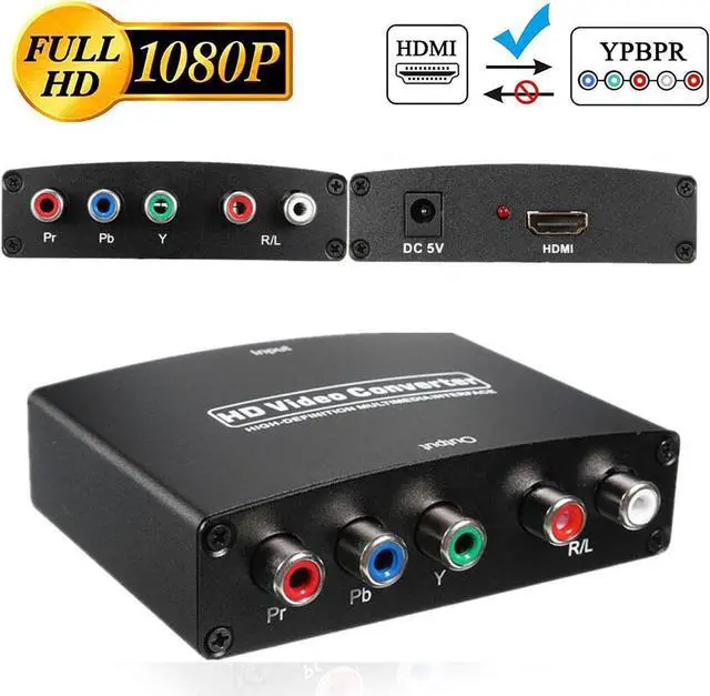Main image of HDMI Converter, 1080P HDMI to RGB Component 5 RCA YPbPr Video + R/L Audio Converter Adapter Support 1080P@60Hz 2 Channel LPCM HDMI Audio Extractor for HDTV PS3 PS4 HDVD Player Wii Xbox etc