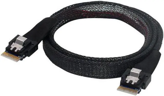 Alt view image 6 of 7 - Aomoproing PCI-E Slimline SAS 4.0 SFF-8654 4i 38pin Host to SFF-8654 Slim SAS Target Cable 50cm