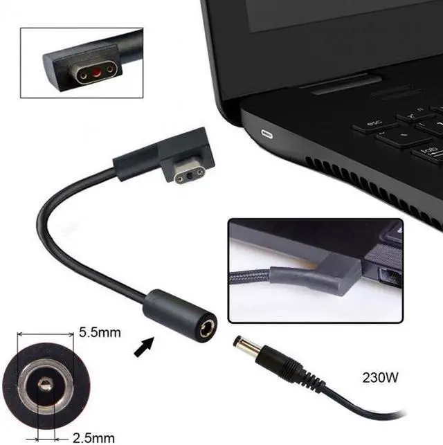 Main image of Aomoproing DC Jack 5.5*2.5mm Input to 3Pin Power Plug Cable Compatible for Laptop Blade Pro 17 and Blade 15 Model Support 230W/160W Charge Adapter