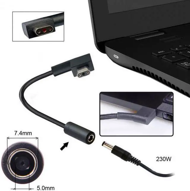 Alt view image 6 of 7 - Aomoproing DC Jack 7.4*5.0mm Input to 3Pin Power Plug Cable Compatible for Laptop Blade Pro 17 and Blade 15 Model Support 230W/160W Charge Adapter