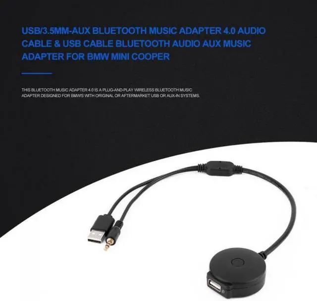 Alt view image 7 of 7 - Aomoproing  USB & 3.5mm AUX to Bluetooth Audio Aux & USB Female Adapter Cable For Car BMW