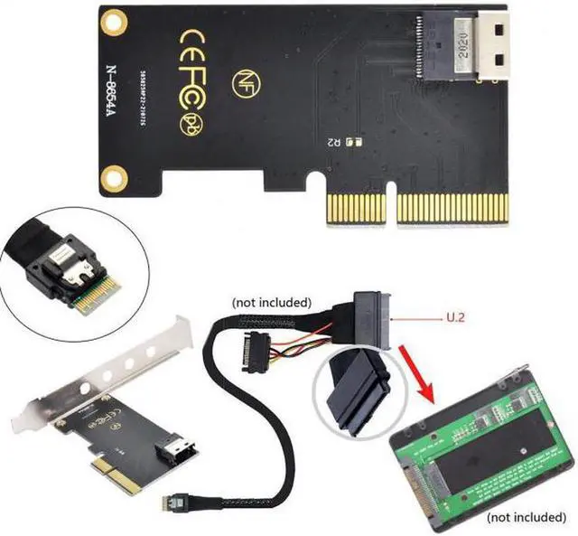 Alt view image 2 of 7 - Aomoproing PCI-E 4X to U.2 U2 Kit SFF-8639 to SFF-8654 Slimline SAS NVME PCIe SSD Adapter for Mainboard