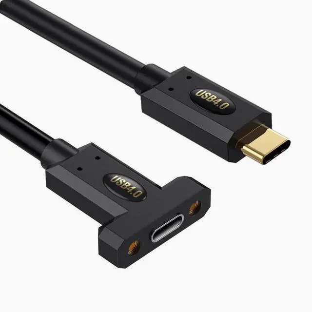 Main image of USB4 :TYPE-C male straight head turn Type-C female strap ears fixed panel extension cable 8K60HZ Lightning Multi-function 240W 1m