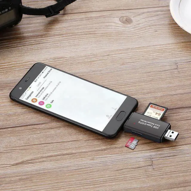 Alt view image 6 of 7 - SD/Micro SD Card Reader, 3-in-1 USB2.0/Type-C/Micro-USB OTG Adapter Portable Memory Card Reader for SDXC, SDHC, SD, MMC, RS-MMC, Micro SDXC, Micro SD, Micro SDHC Card and UHS-I Cards (Black)