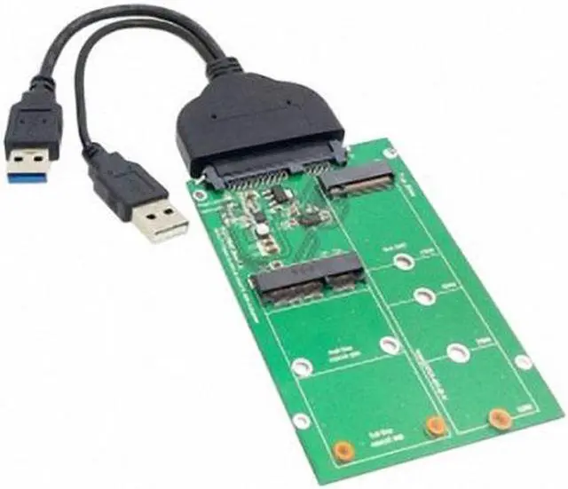 Alt view image 2 of 7 - Aomoproing USB 3.0 to SATA 22pin 2.5" Hard Disk to 2 in 1 Combo Mini PCI- E 2 Lane M.2 NGFF & mSATA SSD Adapter Converter