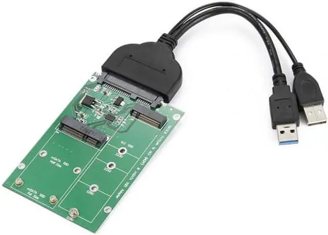 Alt view image 6 of 7 - Aomoproing USB 3.0 to SATA 22pin 2.5" Hard Disk to 2 in 1 Combo Mini PCI- E 2 Lane M.2 NGFF & mSATA SSD Adapter Converter