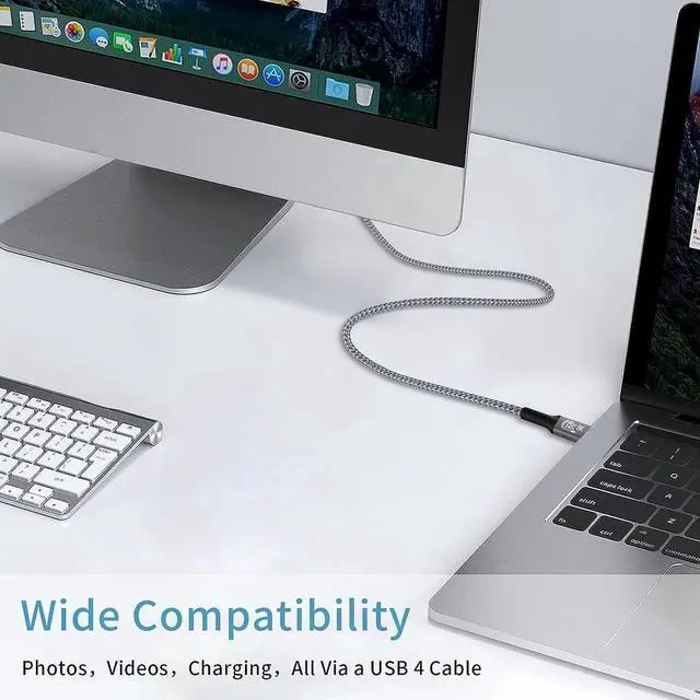 Alt view image 3 of 7 - 240W USB4 Cable, 5FT, 40GBps Data Transmission, 240W (48V5A) PD Super Fast Charge, 8K@60Hz HD Extension for Thunderbolt 4, Mobile Phone, Notebook, MAC, SSD, PD3.1 and QC4.0