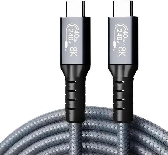 Main image of 240W USB4 Cable, 5FT, 40GBps Data Transmission, 240W (48V5A) PD Super Fast Charge, 8K@60Hz HD Extension for Thunderbolt 4, Mobile Phone, Notebook, MAC, SSD, PD3.1 and QC4.0