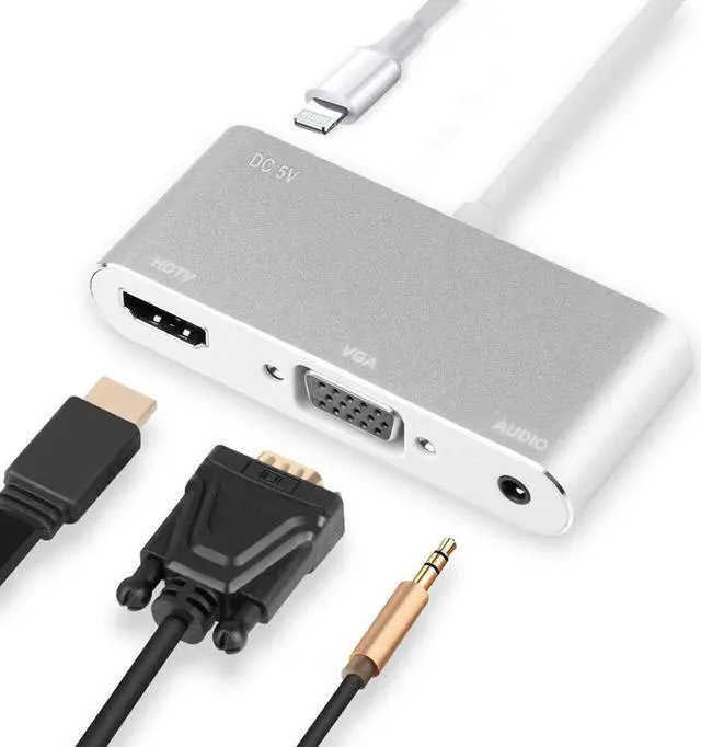 Alt view image 6 of 7 - Compatible with iPhone iPad HDMI VGA Adapter Converter,Digital AV Adapter, Version 4 in 1 Digtal AV Adapter for iPhone X / 8 / 8Plus/7/7Plus/6/6s/6s Plus/5/5s iPad iPod to Projector HDTV