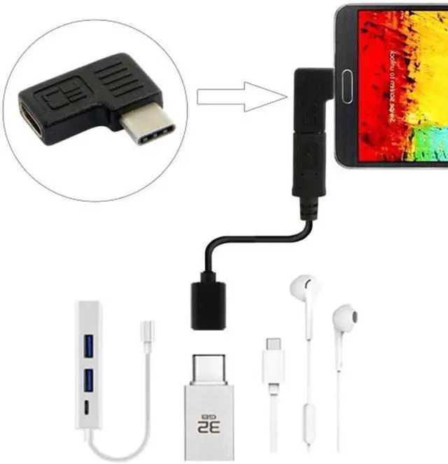 Alt view image 7 of 7 - Aomoproing  90 Degree Right & Left Angled USB 3.1 Type-C Male to Female Extension Adapter for Laptop & Tablet & Mobile Phone