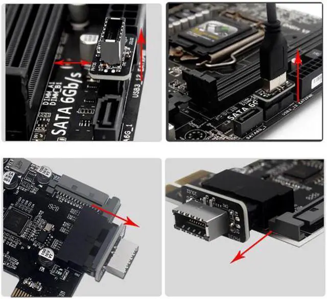 Alt view image 2 of 7 - Aomoproing  Overmold USB 3.1 Front Panel Socket Key-A Type-E to USB 3.0 20Pin Header Male Extension Adapter