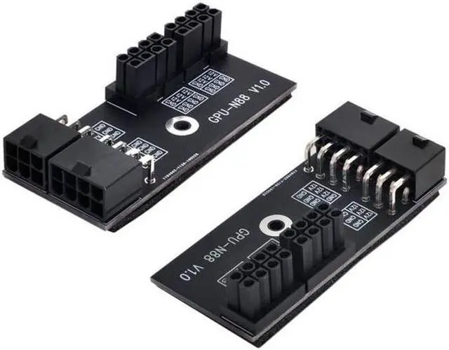 Alt view image 6 of 7 - Aomoproing  Dual ATX 8Pin Female to 6+8pin Male 180 Degree Angled Power Adapter for NVIDIA 3080 3090 Graphics Card GPU