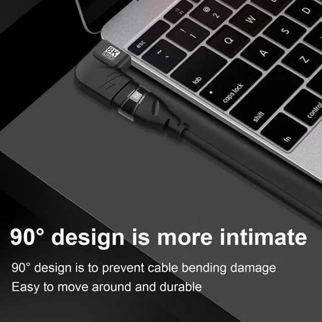 Alt view image 6 of 7 - HDMI Flat 90&270 Degree Right Angle Adapter, 8K HDMI2.1 Right Angle Adapter Support 8K@60Hz, 4K@120Hz, HDR, eARC for HDTV Switch Laptop PS4 PS5 Xbox, 2-Pack