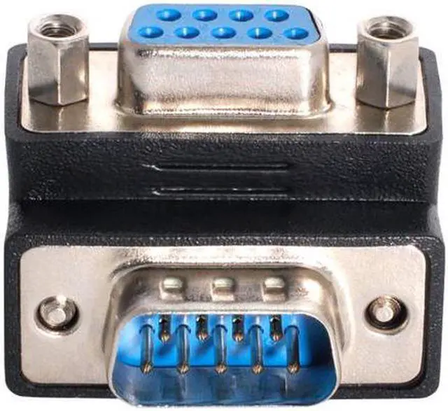 Alt view image 4 of 7 - Aomoproing  Down Right Angled 270 degree RS232 D-Sub 9Pin Male screw type To Female Nut type extension Adapter