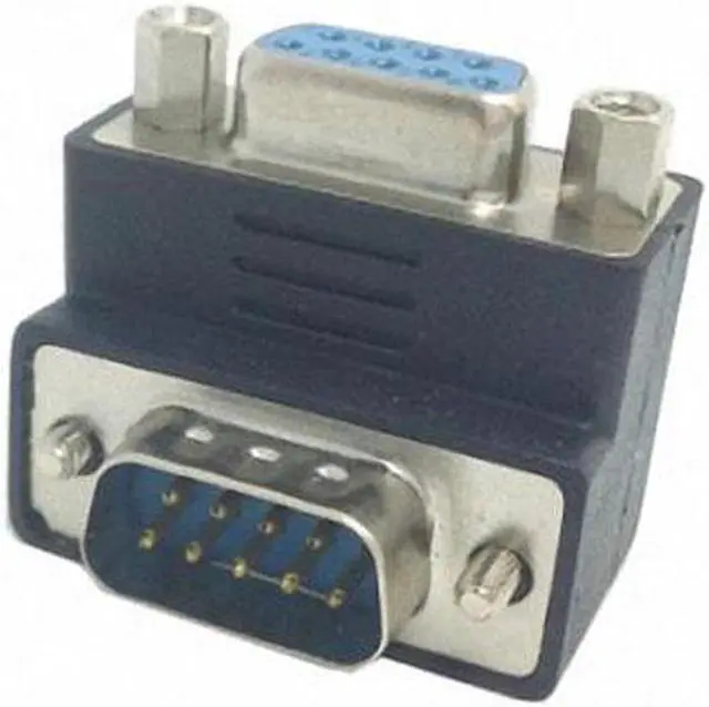 Alt view image 2 of 7 - Aomoproing  Down Right Angled 270 degree RS232 D-Sub 9Pin Male screw type To Female Nut type extension Adapter