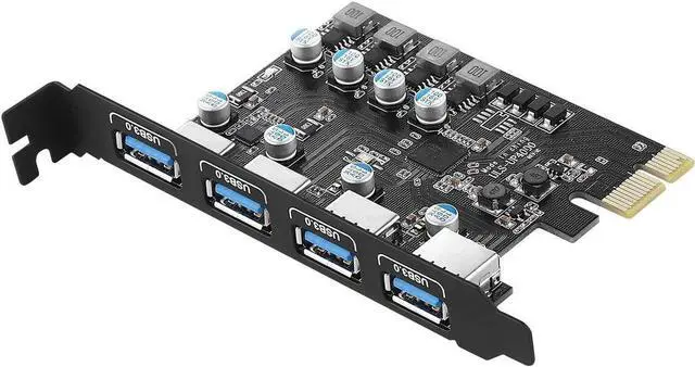 Main image of USB PCIE Card 4-Port USB 3.0-A PCI Express Expansion Card Desktop PC Internal USB hub for Windows 10/8/7 and MAC OS 10.8.2 Above