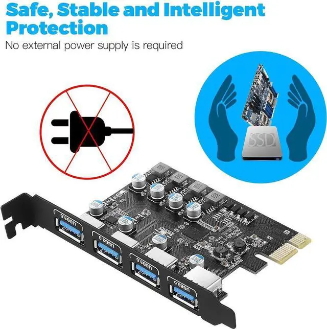 Alt view image 4 of 7 - USB PCIE Card 4-Port USB 3.0-A PCI Express Expansion Card Desktop PC Internal USB hub for Windows 10/8/7 and MAC OS 10.8.2 Above