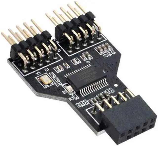 Alt view image 2 of 7 - Aomoproing Motherboard 9pin USB 2.0 Header 1 to 2 Female Extension HUB Connector Adapter Port Multilier
