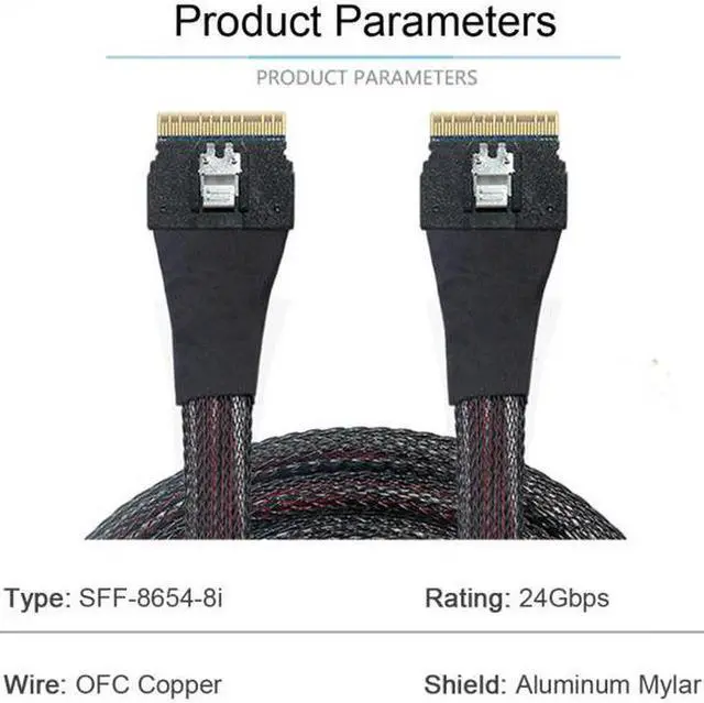 Alt view image 5 of 7 - Aomoproing  PCI-E Slimline SAS 4.0 SFF-8654 8i 74pin Host to SFF-8654 74Pin Slim SAS Target Cable 50cm