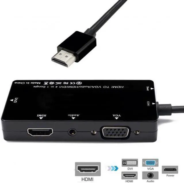 Alt view image 5 of 7 - Aomoproing  HDMI to VGA/Audio/HDMI/DVI 4in1 Dongle Adapter Multiport Splitter Converter For PS3 HDTV PC Monitor Projector