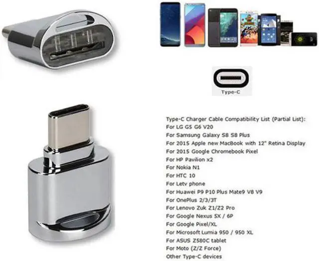 Alt view image 7 of 7 - Aomoproing  2pcs USB 2.0 Type C USB-C to Micro SD SDXC TF Card Reader Adapter for Macbook & Cell Phone