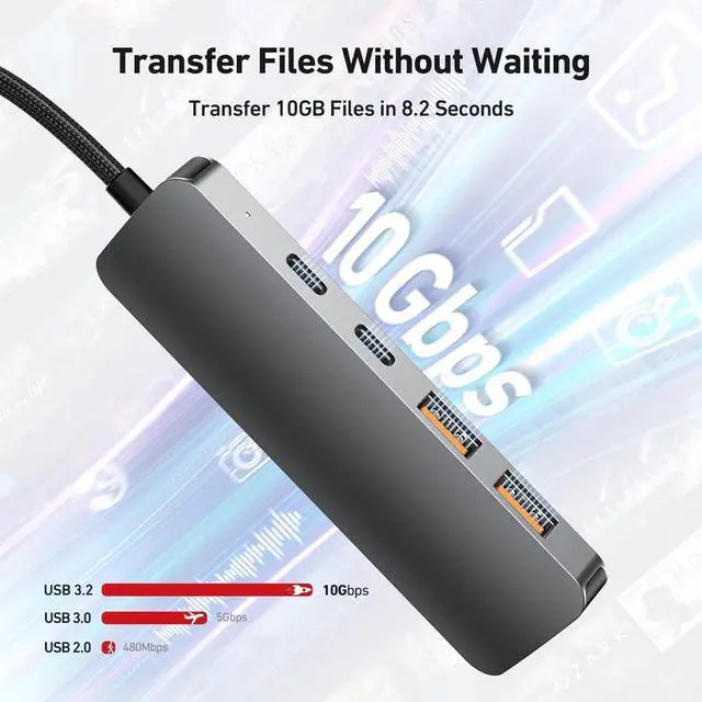 Alt view image 2 of 7 - USB C 3.2 Hub, 4-Port SuperSpeed USB 3.2 Hub with 2*USB A 3.2 Ports, 2*USB 3.2 Gen 2, Compatible with MacBook, Mac Pro, Mac mini, Surface Pro, XPS, PC, Mobile HDD