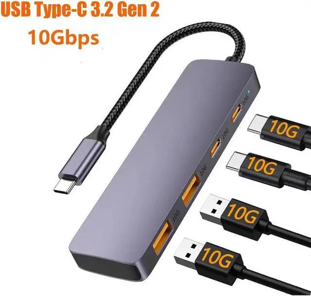 Main image of USB C 3.2 Hub, 4-Port SuperSpeed USB 3.2 Hub with 2*USB A 3.2 Ports, 2*USB 3.2 Gen 2, Compatible with MacBook, Mac Pro, Mac mini, Surface Pro, XPS, PC, Mobile HDD
