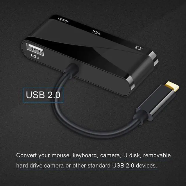 Alt view image 3 of 7 - USB-C to HDMI VGA Adapter, USB 3.1 Type C to VGA HDMI 4K UHD Converter Adaptor for 2016/2017 MacBook, Macbook pro
