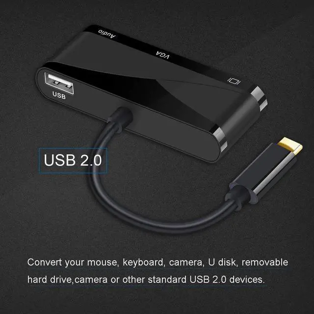 Alt view image 3 of 7 - USB C to HDMI/VGA/USB/Audio Adapter, 4 in 1 USB 3.1 Type-C Hub VGA/HDMI/Audio/USB Video Adapter 4K UHD, Support HDMI&VGA, Male to Female Multi-Display Video Converter