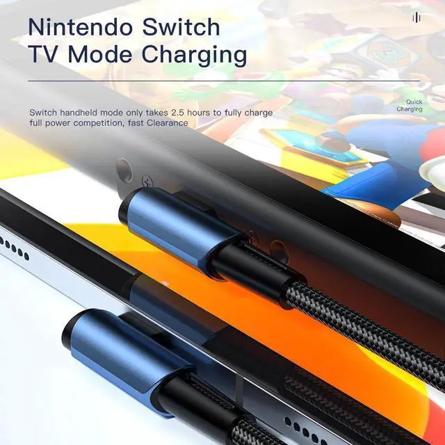 Alt view image 7 of 7 - [10ft, 1-pack] 5A PD 100W USB C to USB C Cable Type C Fast Charging C to C Super Fast Charging Right Angle 90 Degree, USB C Charging Cable 480Mbps Data Nylon Braided for Samsung Galaxy iPad MacBook