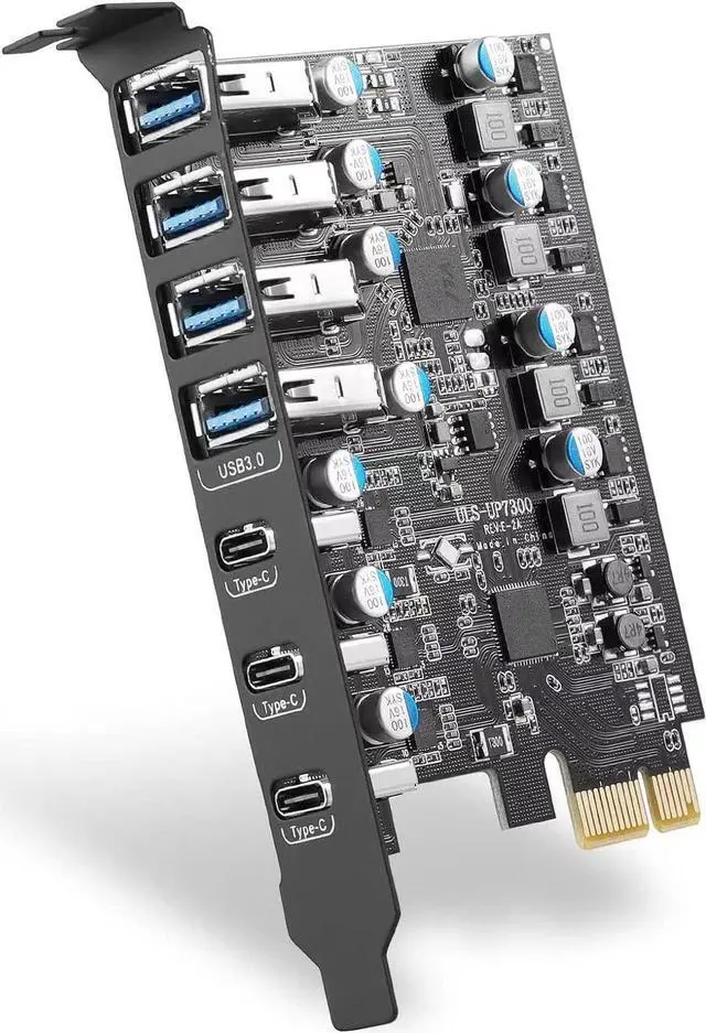 Main image of Pcie USB Card Pcie USB 3.0, 7 Port Pcie Expansion Card 7 Ports USB 3.0 5Gbps High Speed Transmission Stable Power USB 3.0 Front Expansion Card- (3X USB C - 4X USB A)