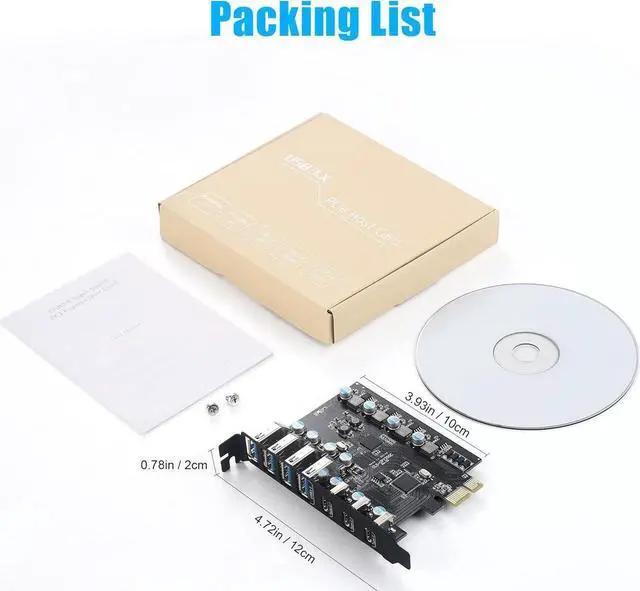 Alt view image 7 of 7 - Pcie USB Card Pcie USB 3.0, 7 Port Pcie Expansion Card 7 Ports USB 3.0 5Gbps High Speed Transmission Stable Power USB 3.0 Front Expansion Card- (3X USB C - 4X USB A)