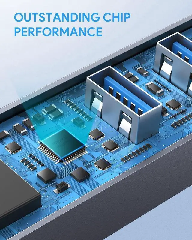 Alt view image 7 of 7 - USB C Hub Ethernet Adapter, 4-in-1 Multiport Dock USB-C to RJ45 Ethernet 3* 5Gbps USB 3.0 Port Dongle Compatible with MacBook Pro/Air and Type C