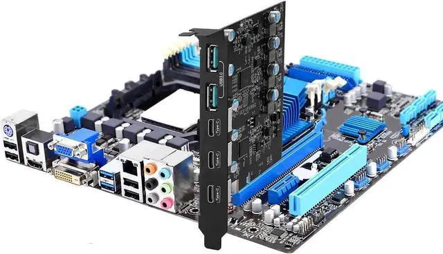 Main image of 5 Ports PCI-E to USB 3.0 Expansion Card, 5Gbps High Speed USB3.0 PCI-EX1 X4 X8 X16 Adapter, Internal USB3.0 Hub Converter for Desktop PC, (3X USB C - 2X USB A)