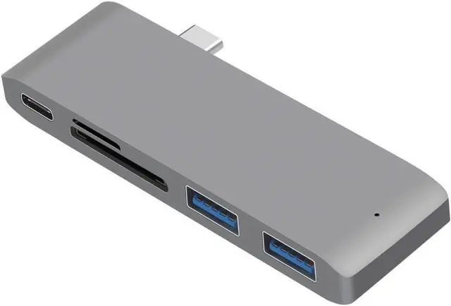 Alt view image 6 of 7 - USB C Hub, 5 in 1 Type C Adapter with Power Type C Charging Port, 2 USB 3.0 Ports and SD/Micro SD Card Reader for MacBook Pro2015/2016/2017/Google Chromebook and More Type C Devices (Gray)