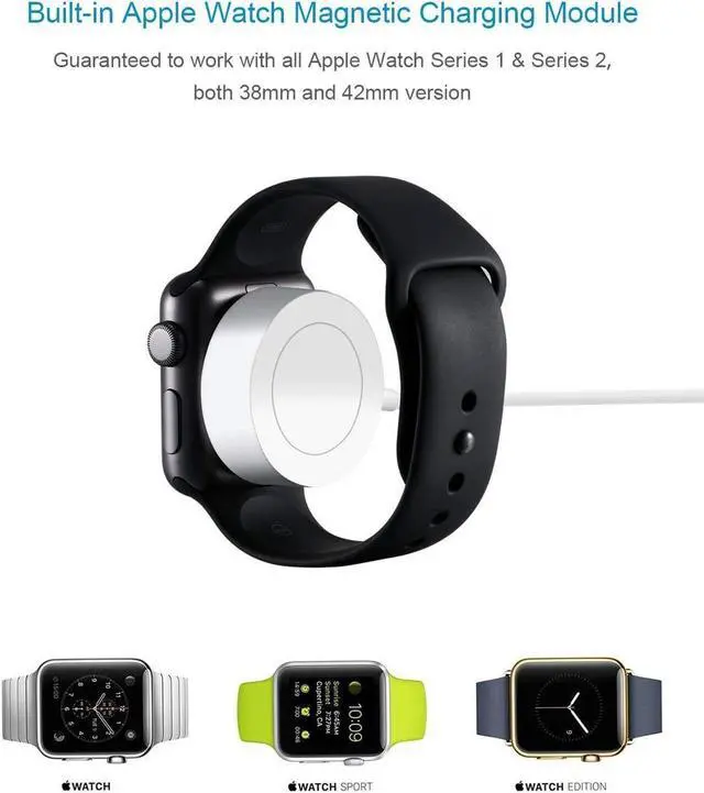 Alt view image 6 of 7 - Apple Watch Charger, iWatch Charger Charging Cable, Magnetic Wireless Portable Charger Pad 3.3 ft/1.0m Charging Cable Cord for Apple Watch Series 3 2 All 38mm 42mm iWatch