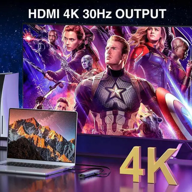 Alt view image 3 of 7 - USB-C to Ethernet Adapter, 6-in-1 Portable Data Hub USB Splitter USB 3.0 Expander with 4K HDMI, 3*USB3.0, 1Gbps LAN, 100W PD Support Windows, Mac OS, Surface Pro