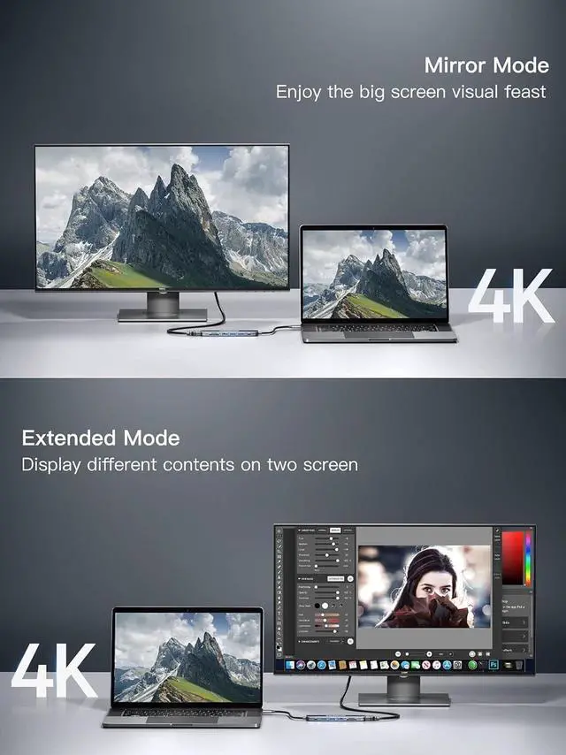 Alt view image 3 of 7 - 7 in 1 USB C to HDMI Adapter 4K@30Hz with 100W PD Charging, USB 3.0, 2 USB-A, SD/TF Card Reader Compatible with Mac M1, M2, M3, iPad, iPhone 15 Pro/Pro Max, More Type C Devices