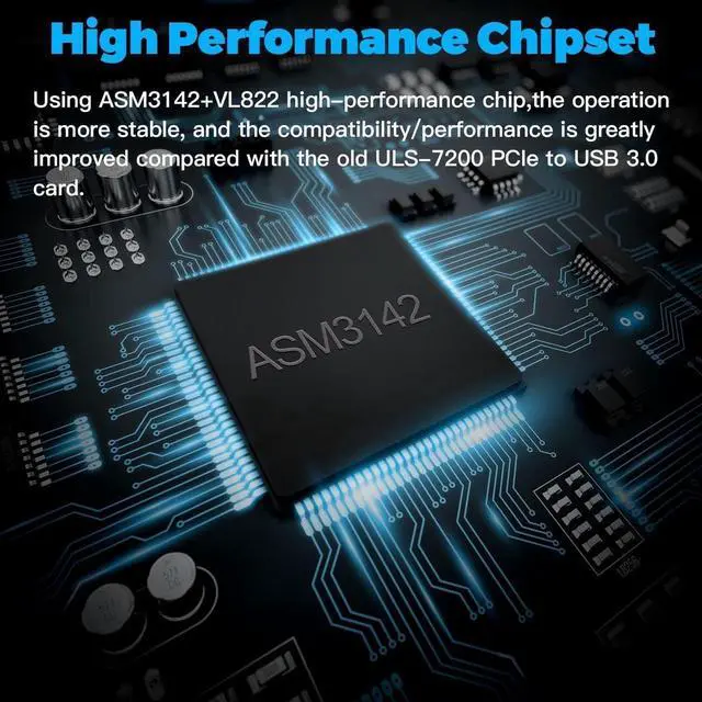 Alt view image 7 of 7 - 10Gbps PCIe to USB (2X USB C - 5X USB A) Expansion Card,PCI Express Internal USB 3.2 Hub Converter for Desktop PCS Riser Card