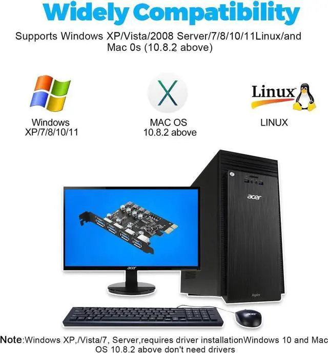 Alt view image 7 of 7 - 4 Ports USB 3.0 PCI Express USB Expansion Card,USB 3.0 4-Ports Expansion Card,Connect 4 Devices Expanded, Support Desktop PC, Linux/WindowsXP/ 7/8/ 8.1/10